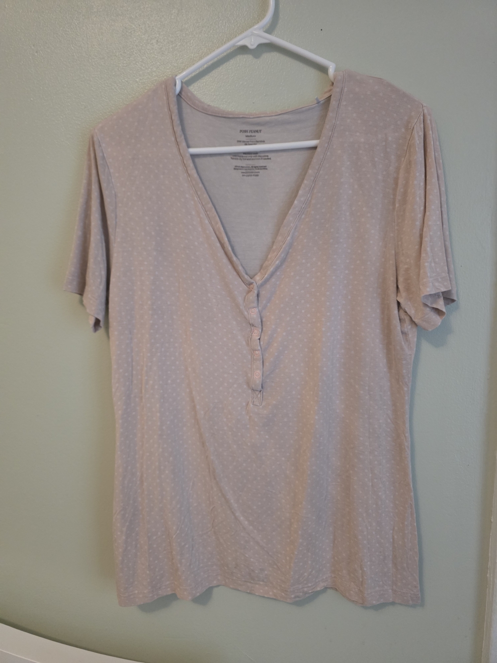 Posh Peanut Pale Pink Dot V-Neck Short Sleeve Tee